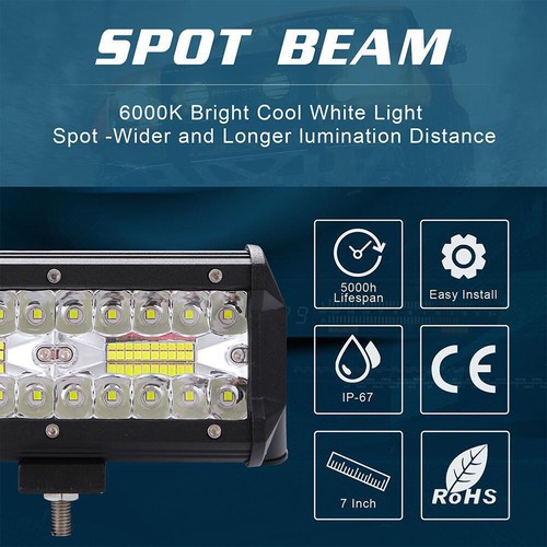 Barra luminosa da lavoro LED 4x 7 pollici 240W punto di inondazione pod fuoristrada guida nebbia ATV camion - Foto 5 di 12