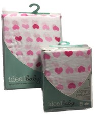 Aden  Anais HEARTS   MUSLIN COTTON CHANGING PAD COVER  CRIB SHEET SET NWT