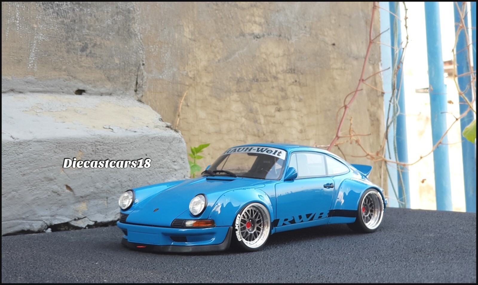 1/18 GT Spirit Porsche RWB 911 Classic Blue Modified Custom Rims Bbs LM ...