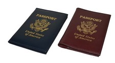 2 Passport Cover Holders ID Wallet Case Travel Burgundy Blue New by Leatherboss