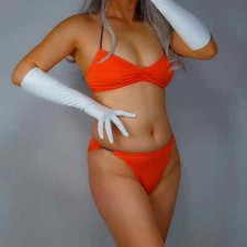 White LATEX GLOVES Extra Thin Faux Patent Leather 16" 40cm Elbow Long Evening