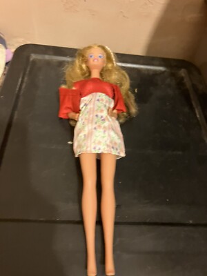 Barbie Puppe im Seidenkleid und roter Jacke