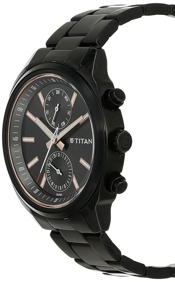 Titan All Black Analog black Dial Men's Watch wristwatches - Image 2 of 4