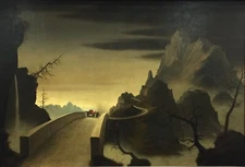 Mountain Landscape with Automobile : Franz Sedlacek : Archival Quality Art Print