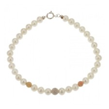 Bracciale Perle Naturali acqua dolce applicazioni Oro Bianco Giallo Rosa 18 KT