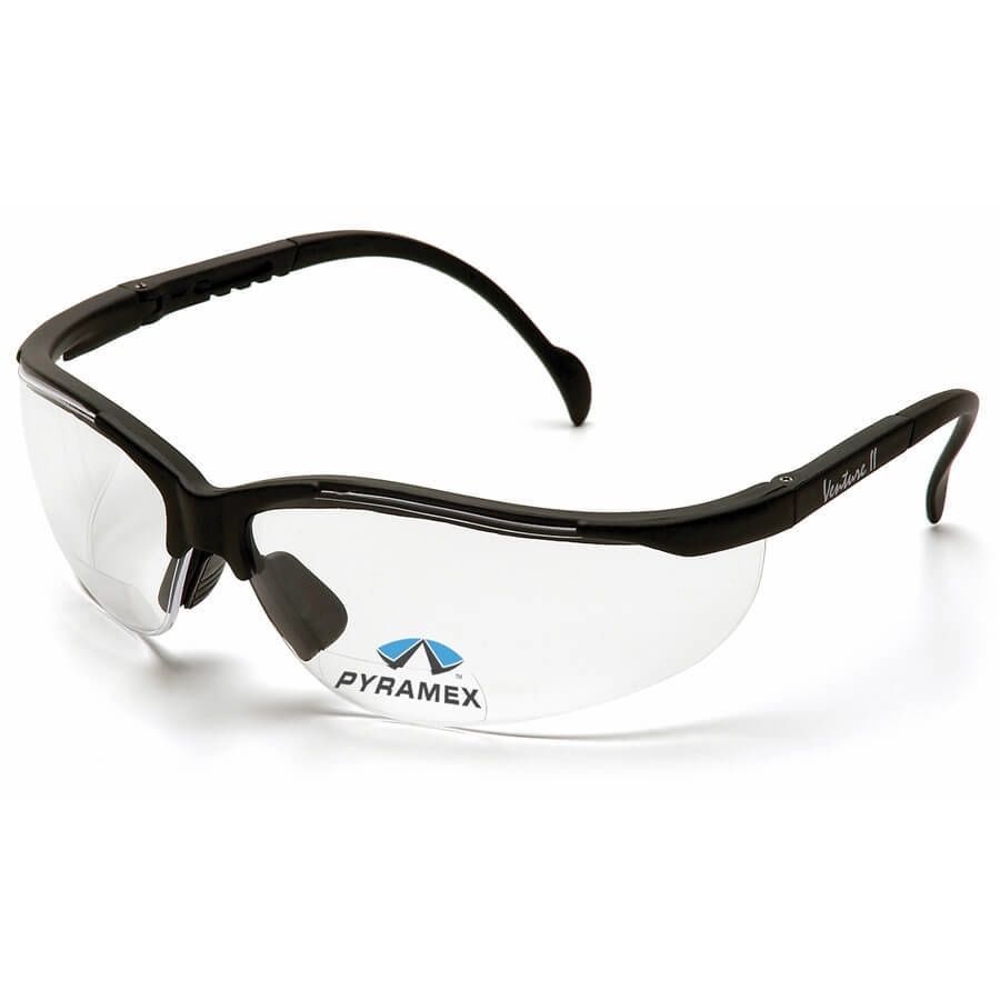 Safety Glasses With Bifocals GrinderPUNCH Full Lens Magnification Safety Glasses With Black Frame | Clear Lens | Magnifying Reading Eyewear (+1.00 Diopter Lighted Magnifying Glasses For Reading