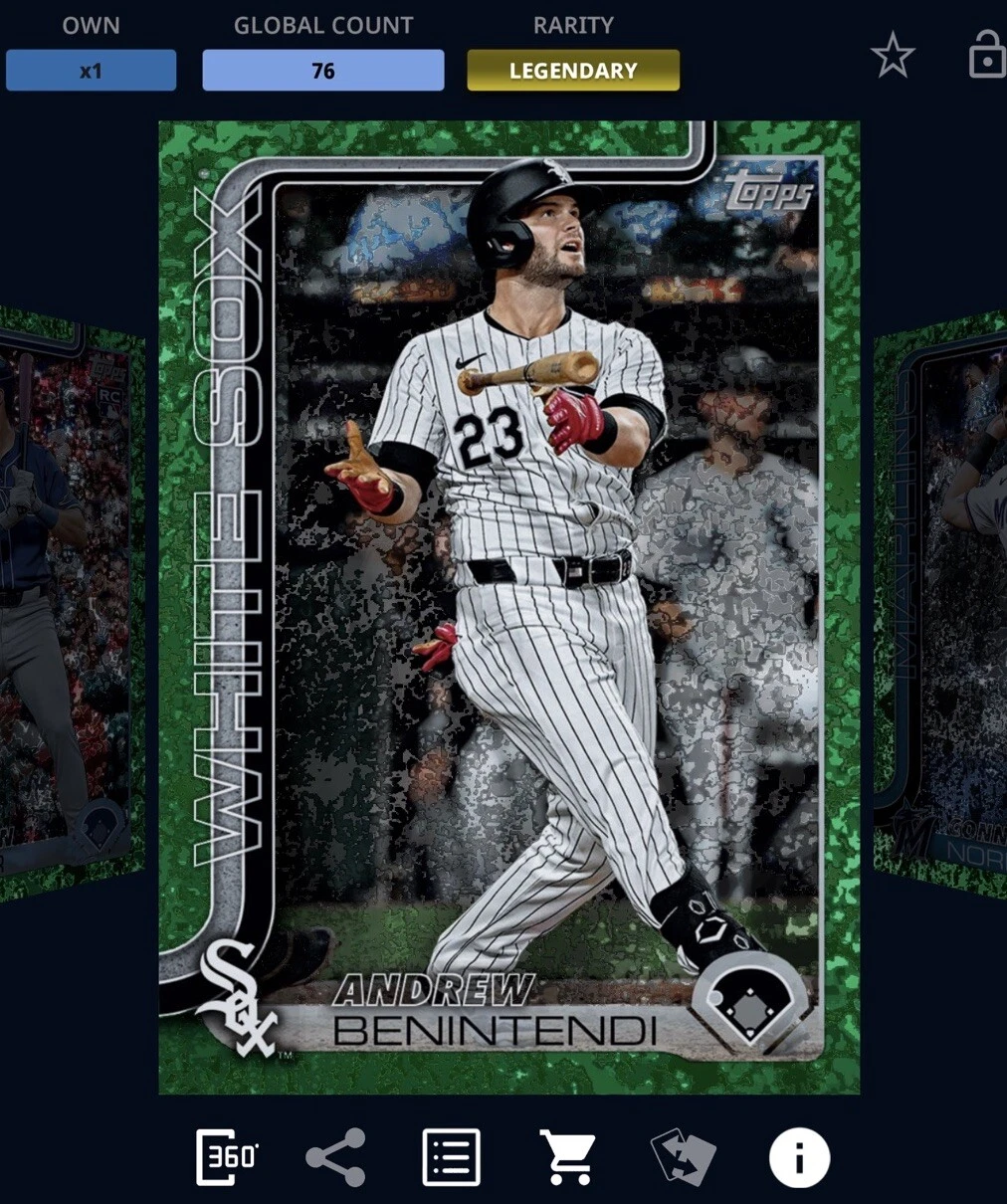 TOPPS BUNT ANDREW BENINTENDI SERIES 1 2025 LEGENDARY GREEN HOLO FOIL DIGITAL