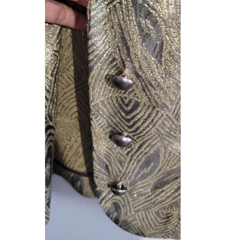 Carmen Marc Valvo Collection Jacquard Cropped Evening Jacket Gold Size