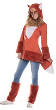 Kostüm Fuchs Damen Fuchskostüm Oberteil m Kapuze Stulpen braun Karneval Fasching
