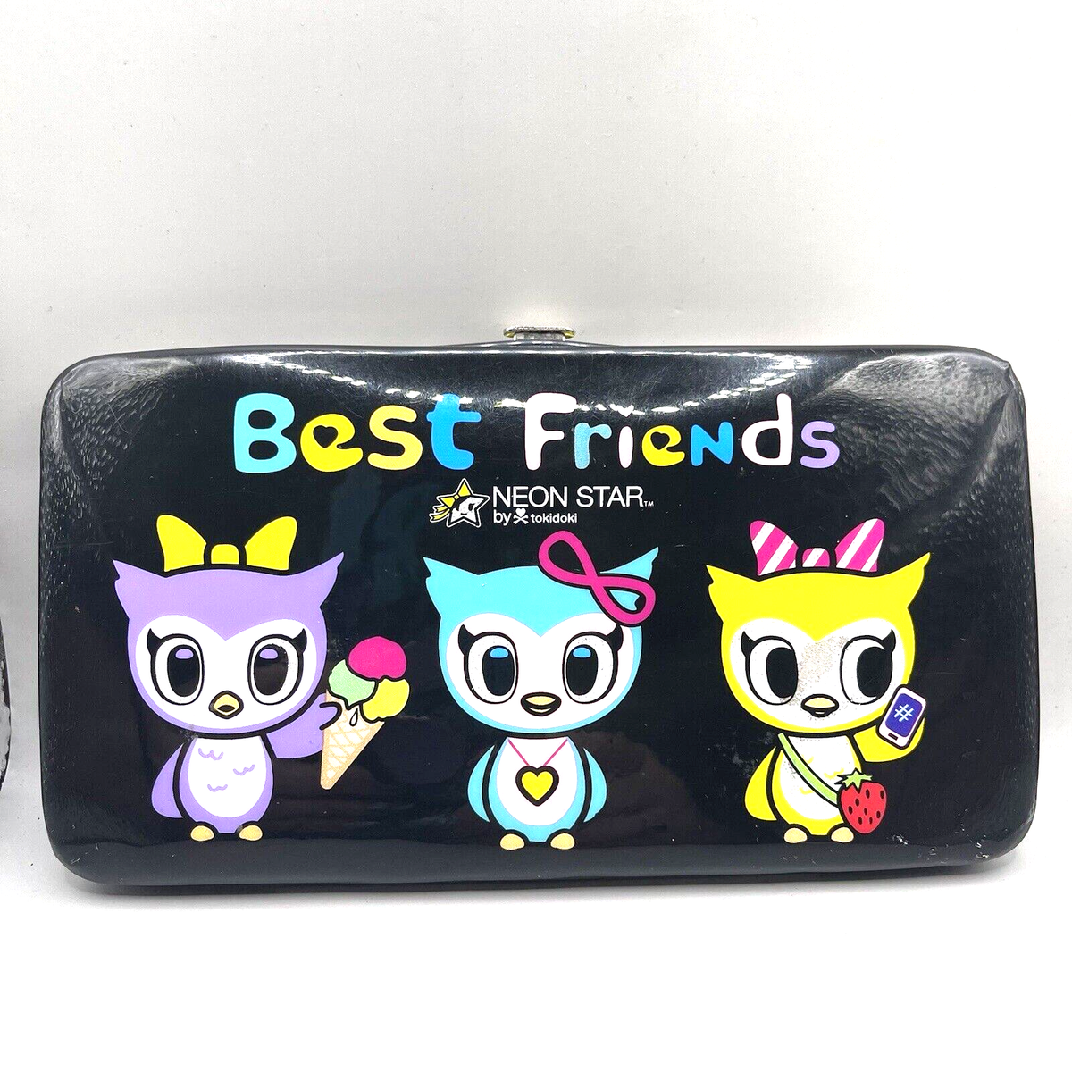 Best Friends Neon Star Tokidoki Wallet Push Lock Black Card Holder