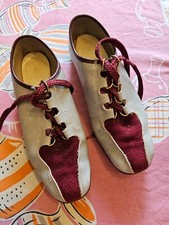 Vintage 1950s Ladies Bowling Shoes Maroon Gray Suede Leather Rockabilly Punk