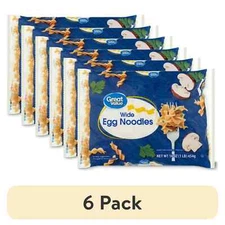 (6 pack) Great Value Wide Egg Noodles Enriched Product, 16 oz