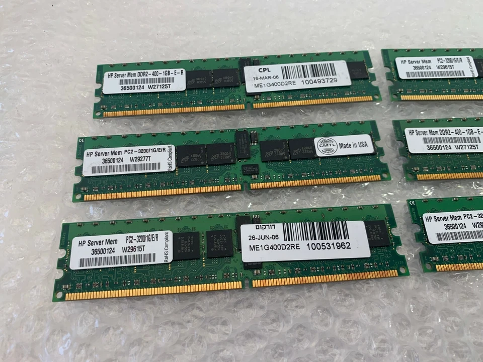 LOT 6 HP PC2–3200R-333 SDRAM MEMORY 36500124 W29277T SERVER MEM Used - Image 2 of 4