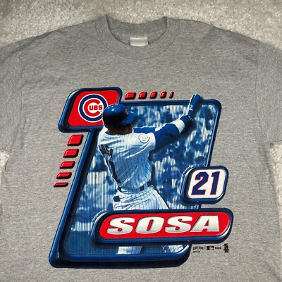 Sammy Sosa Shirt Mens Large Gray MLB Baseball Tee Home Run Chicago
