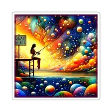 Ideas May Bite Colorful Fantasy Bubbles Fishing Kiss Cut Sticker