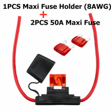 Waterproof In-line Blade Fuse Holder Maxi Type 8AWG 2 x 50 AMP Maxi Blade Fuses