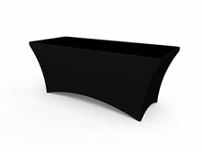 Black  Trade Show Table Throws Black Stretch Table Covers 4, 6, 8 FT