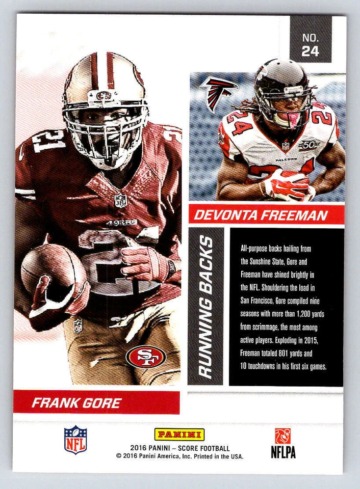 2016 Score Reflections Red #24 Devonta Freeman/Frank Gore (ref 220586) - Image 2 of 2