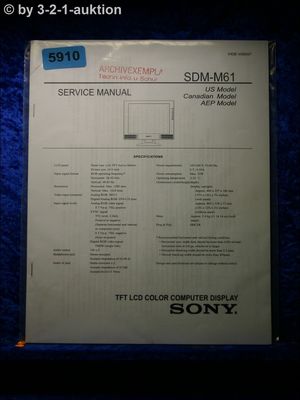 Sony Service Manual SDM M61 Computer Display (#5910)