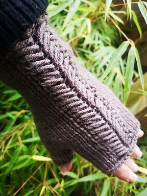 Brown Knitted Fingerless Texting Writing Gloves  Hand Warmers Handmade in Canada