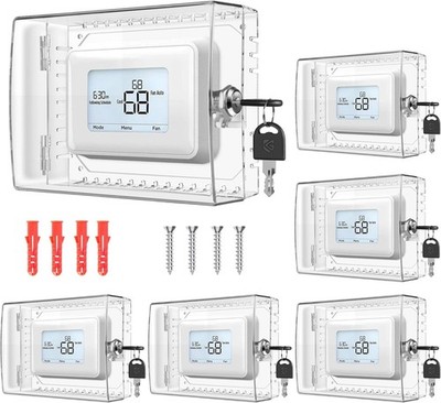 6 PCS Clear Thermostat Lock Box Cover with Key - Secure Your Settings