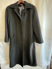 DONNY BROOK Vintage Women's 100 Wool Long Black Coat Size 12 W Matching Scarf
