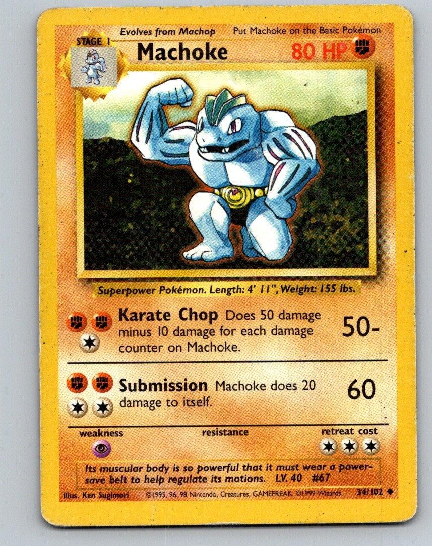 Pokemon TCG Base Set Unlimited - Machoke 34/102 Uncommon MP