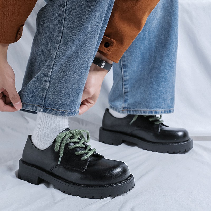 SAOLA Scarpe da lavoro uomo punta tonda stringate derby pelle plateau eleganti formali 2025