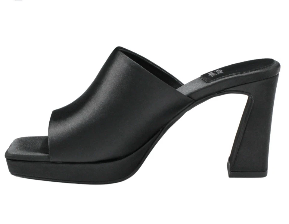 Sandalia Jeffrey Campbell Caviar Plataforma Slide Mule Cuero Negro Talla 9 Cuadrada Foto 2 de 4