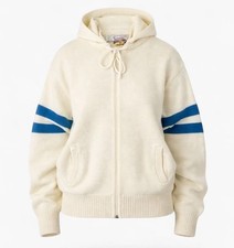 Kennington Winner Wear Knit Zip Hoodie Small Cream Blue Stripe Vintage 70s 80s