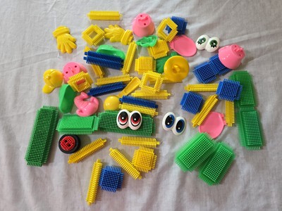 Vintage Playskool Bristle Buddies Blocks With Faces Accessories