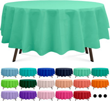 Fresh Mint 3 Pack Round Plastic Tablecloth 84 Inches Premium Mint Green Decorati