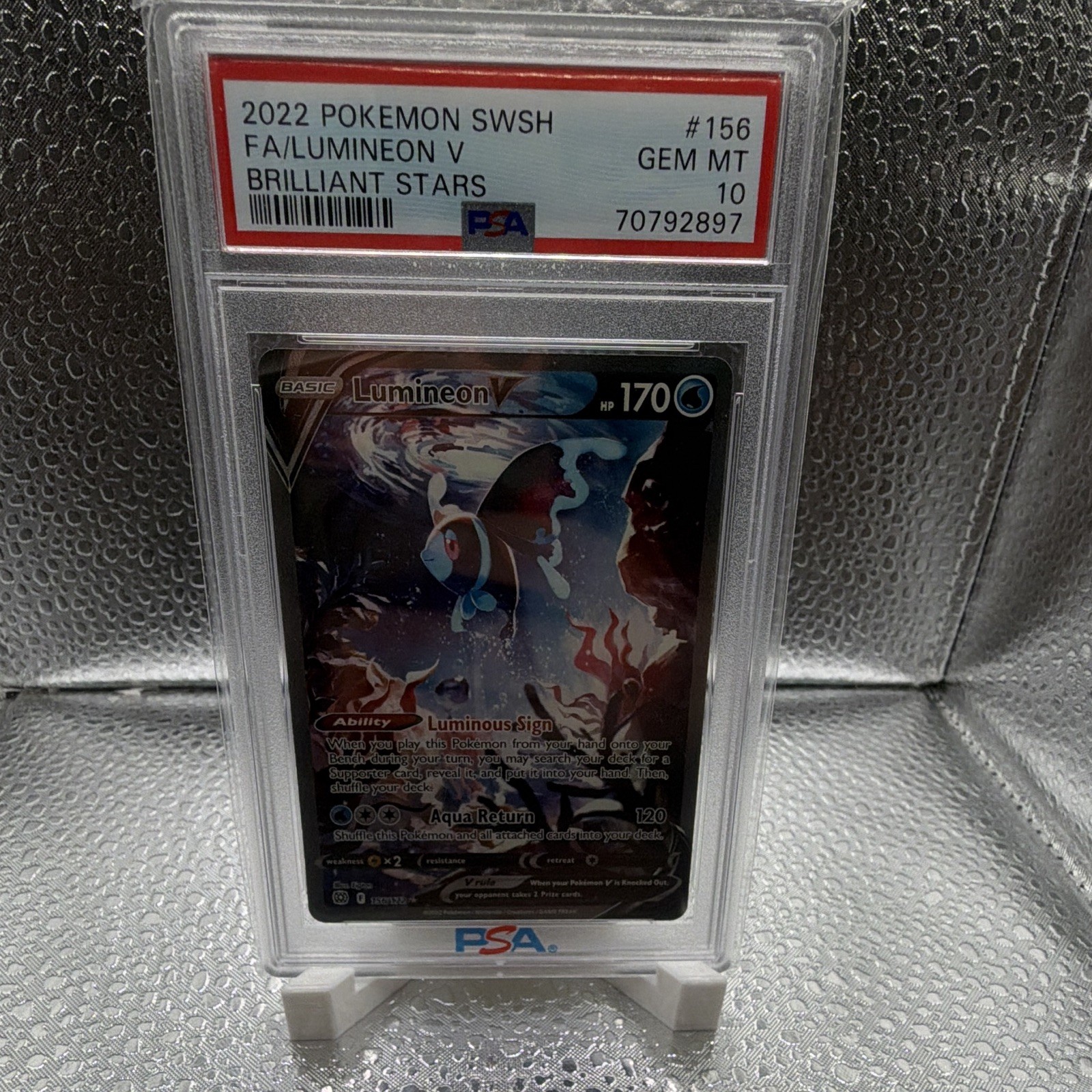 The Pokémon Company PSA 10 Lumineon V 156/172 Brilliant Stars Full Art Holo
