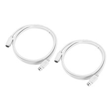 2Pcs PS/2 Mouse and Keyboard Extension Cable 6P 4.26 Feet Male to Female,White