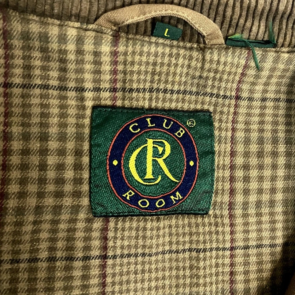 Club Room Vintage Upland Hunting Jacket Men L Brown Corduroy/Leather Trim Canvas - Image 4 of 4