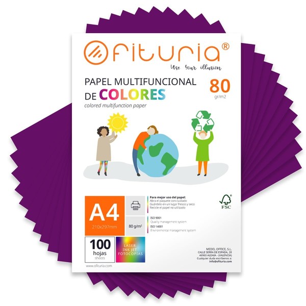 Buntes A4 Papier 100 Blatt 80G Violett – Farbiges Bastelpapier, Druckerpapier-image