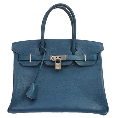 Best07/ Hermes Blue Thalassa Epsom Birkin 30 Handbag 57.S  M KQ01510