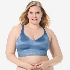 Ruby Ribbon Lace Lux Demiette Bra Tranquil Blue Size 32 Wireless Comfortable