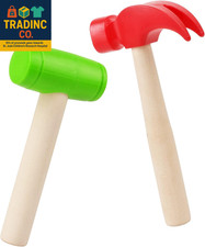 2Pcs Toy Hammer Simulation Wooden Hammers Small Plastic Toddler Claw Hammer Port