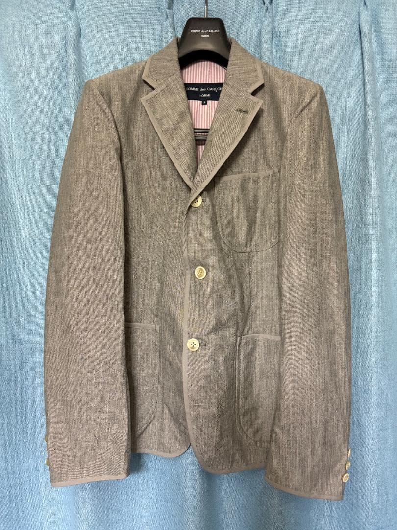 Comme des Garçons Homme Reversible Striped Tailored Jacket Gray Pink Used