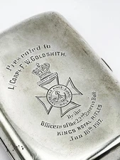 WWI SILVER CIGARETTE CASE 1917 KINGS ROYAL RIFLES