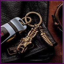 Animal Snake Head Bone Rattlesnake Tail Key Chain Brass Vintage Do Old