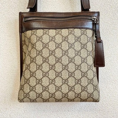 GUCCI GG Monogram Brown Shoulder Bag Crossbody 92562 Logo Embossed Authentic