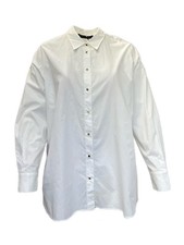 Marina Rinaldi Women's White Baciare Button Down Cotton Shirt Size 20W/29 NWT
