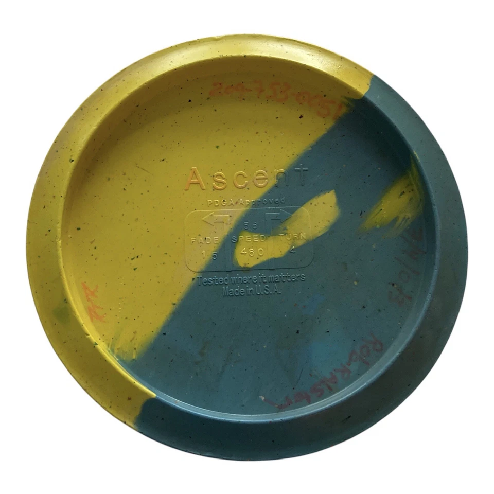 Vibram Ascent Disc Golf Fairway Driver 177g Rubber Medium OOP Blue & Yellow RARE - Image 3 of 4