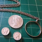 1922 Peace Dollar W/ Necklace & 2 1940s Mercury Dime Buttoncovers Silver Jewelry
