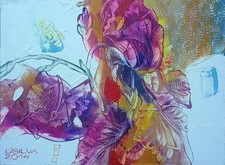 Original Abstraktes Blumen Ölgemälde "Tanz der Blumen" Moderne Kunst 40x30cm