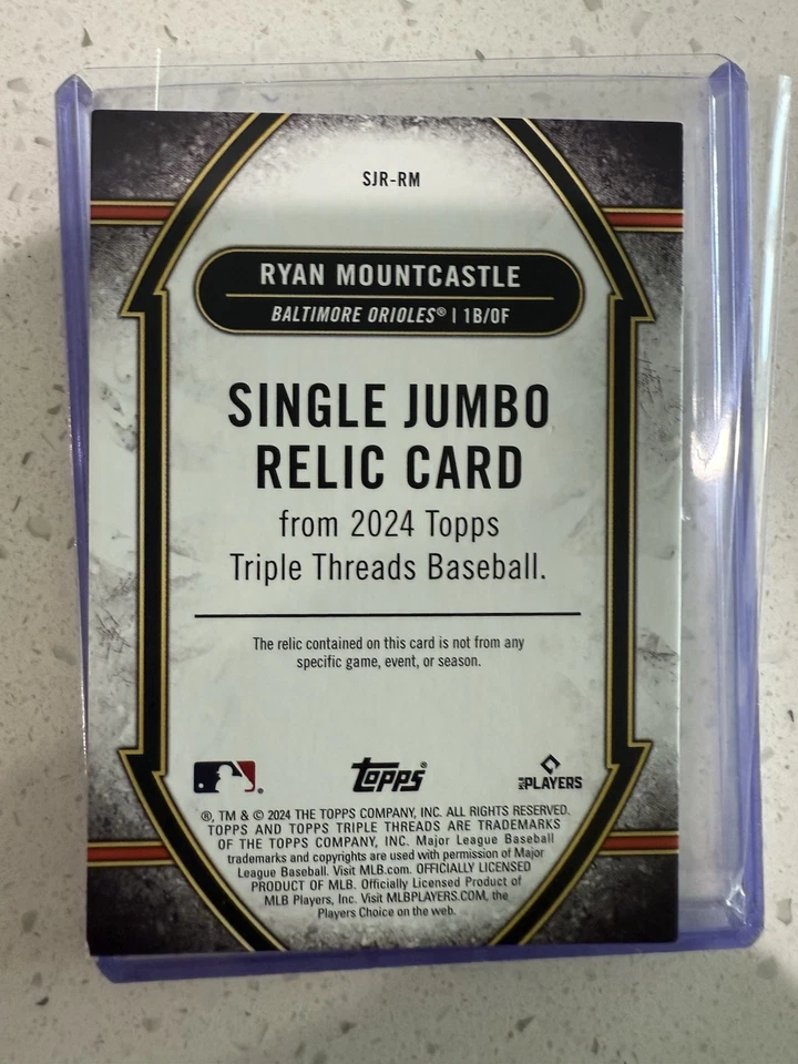 2024 Topps Triple Threads -Single Jumbo Relics Ryan Mountcastle #SJR-RM Amber/18 - Image 3 of 3