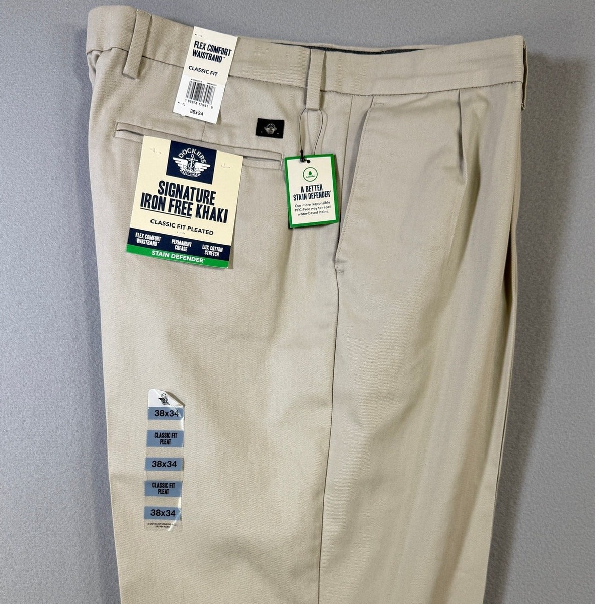 Dockers Men's Signature Classic Pleated Iron Free Pants Tan 38x34