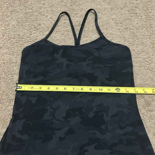 LULULEMON Power Y Tank Camo Print Black & Gray Yoga Women's 6 Built In Bra - Picture 3 of 5